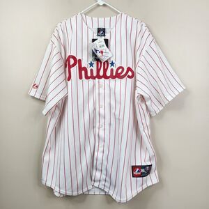 NEW Majestic Philadelphia Phillies Chase Utley Authentic Pin Striped Jersey XXL